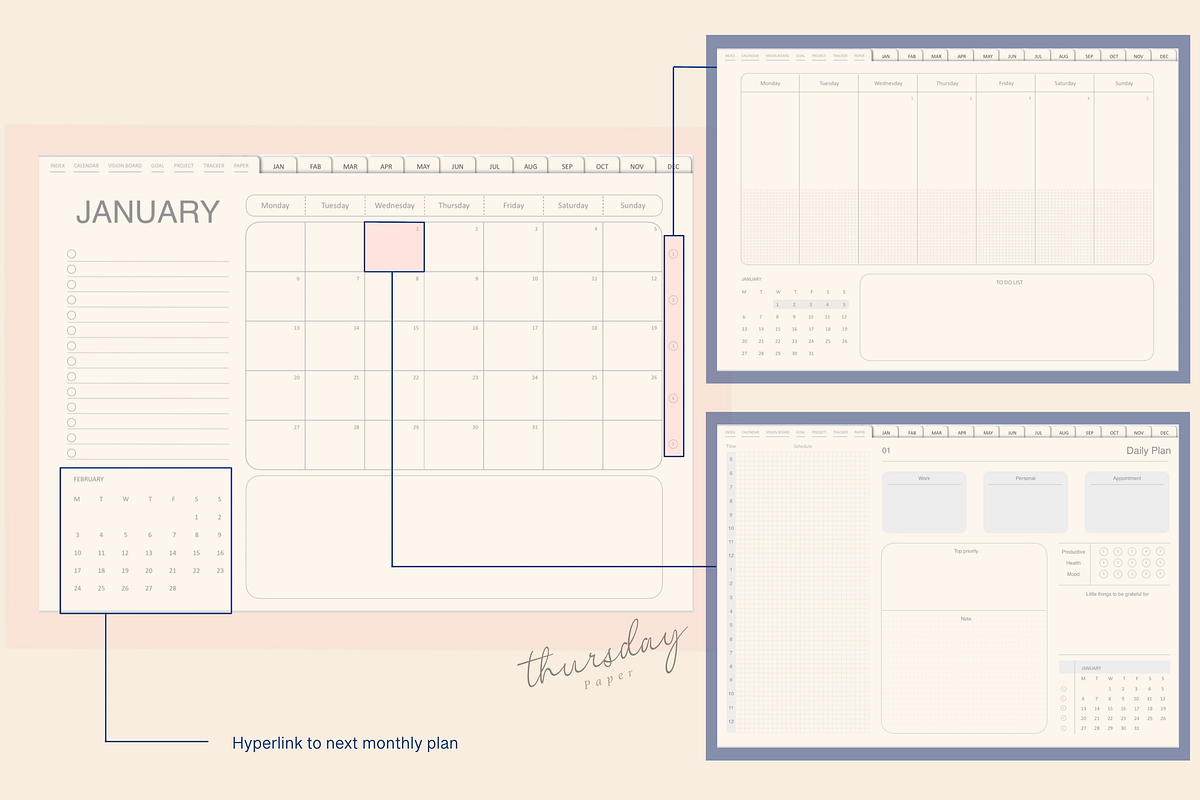 2025 digital planner with hyperlink, a Print Template by Thursdaypaper (Photo 9 of 10)