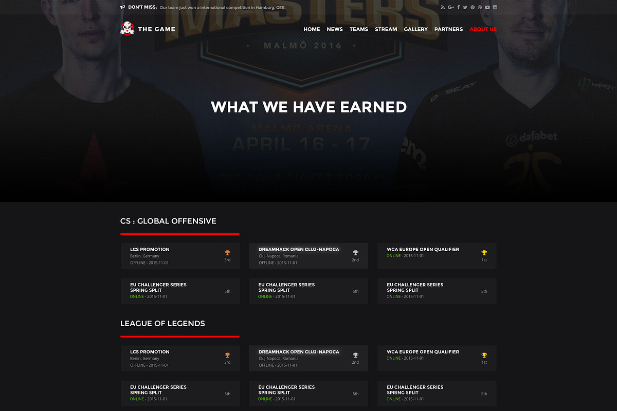 The Game - eSport PSD Gaming Templat, a Websites & App Template by Netbee (Photo 16 of 30)