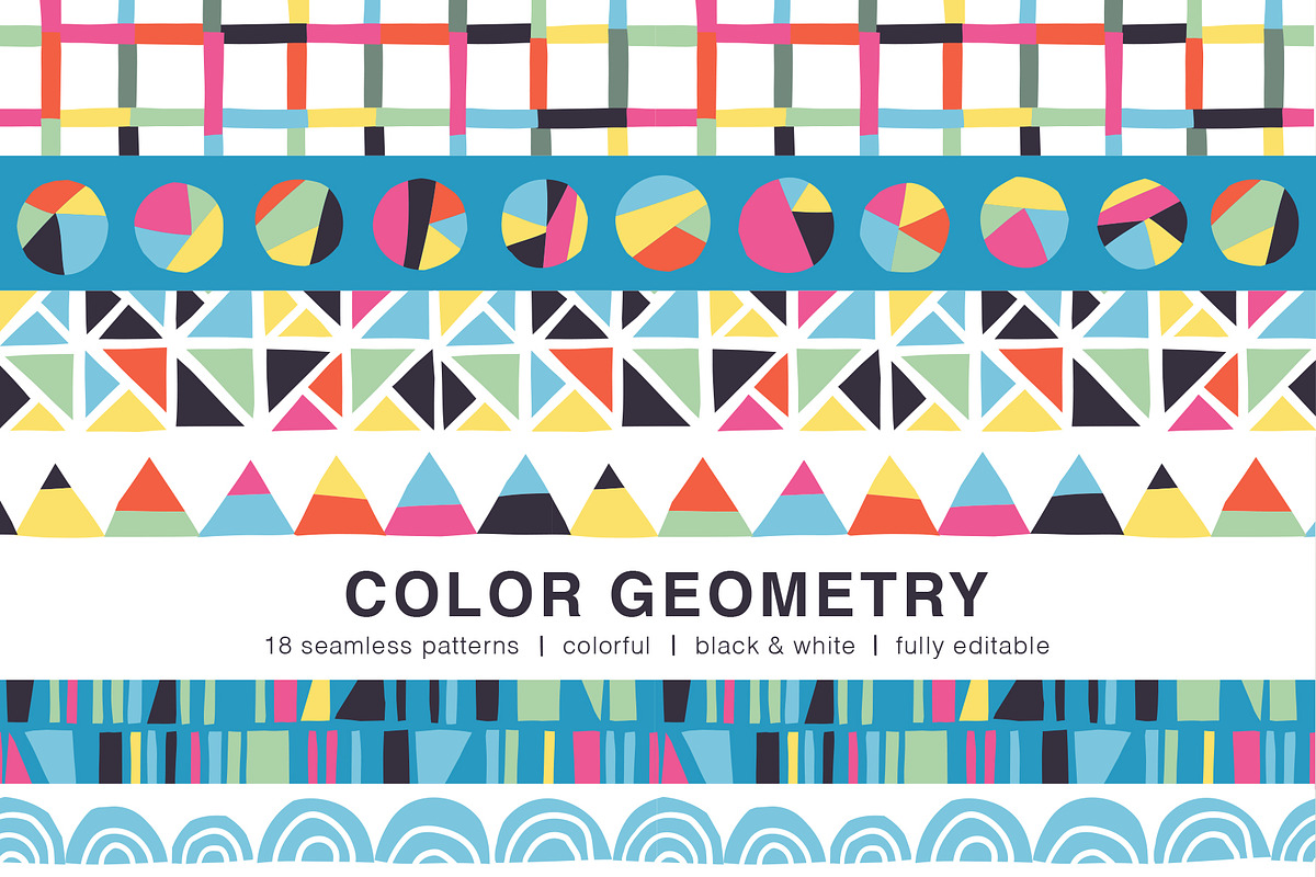 Color geometric seamless patterns, a Pattern Graphic by Magnia (Photo 1 of 9)