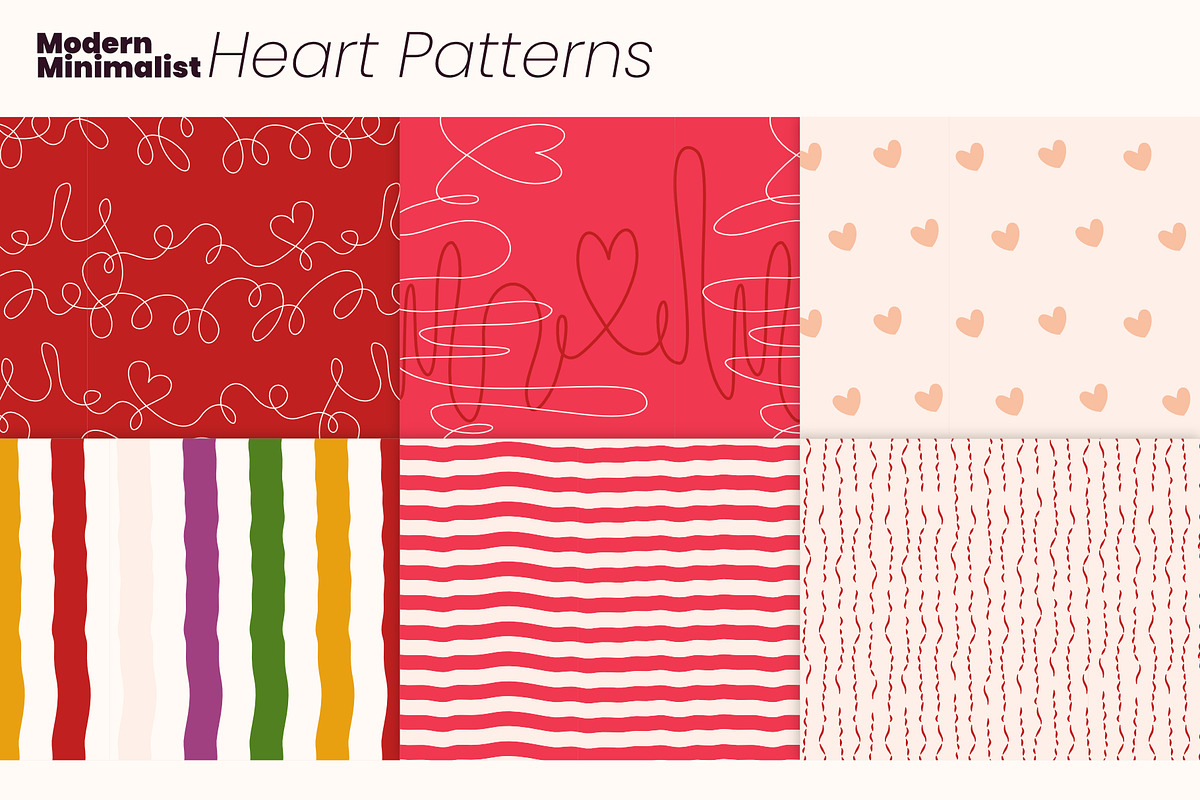 Modern Minimalist Heart Patterns, a Pattern Graphic by moja doodle (Photo 5 of 8)