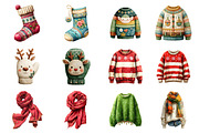 Watercolor Cozy Christmas Clothes, an Illustration by Design Market (Thumbnail 2 of 3)