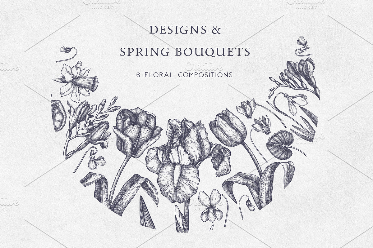 Hand Drawn Spring Flowers Set, a Seasonal Illustration by Yevheniia (Photo 4 of 16)