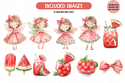 Watercolor Sweet Watermelon Clipart, an Illustration by TatiMockup (Thumbnail 2 of 5)