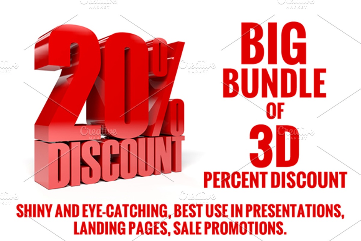 Big bundle of 3D percent discount, a Finance Illustration by sibgat (Photo 1 of 8)