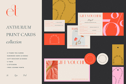 Anthurium Print Cards Collection, a Stationery Template by Evgeniya Tsareva