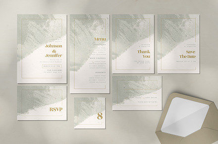Wedding Invitation Set - Watercolor, a Poster Template by SlideFactory