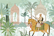 Mughal Royal Garden Pattern, a Decorative Illustration by Mughal Wallpaper (Thumbnail 1 of 3)