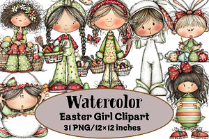 Easter Girl Clipart, an Illustration by Design Market