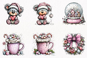 Pink Christmas Clipart Bundle, a Seasonal Illustration by fashionaddict (Thumbnail 3 of 7)