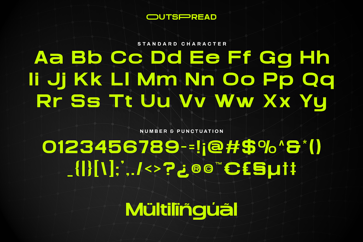 Outspread - Futuristic Font, a Sans Serif Font by Pixesia Studio (Photo 10 of 10)