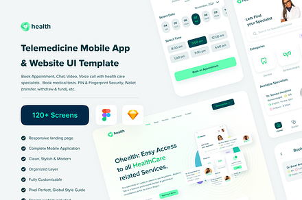 Telemedicine App & Website UI Kit, an UI Kit Template by Hay-Z