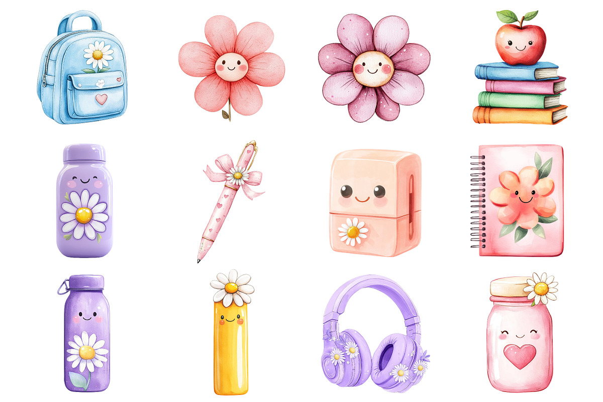 Kawaii Back to School Clipart Bundle, a Seasonal Illustration by CitraGraphics (Photo 2 of 4)