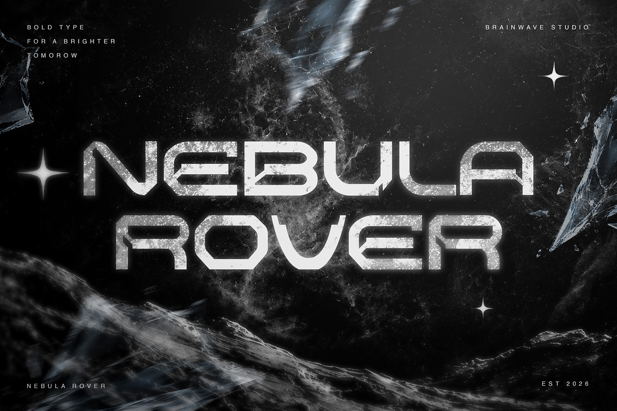 NEBULA ROVER - Futuristic Sci-Fi, a Blackletter Font by Brainwave (Photo 1 of 8)