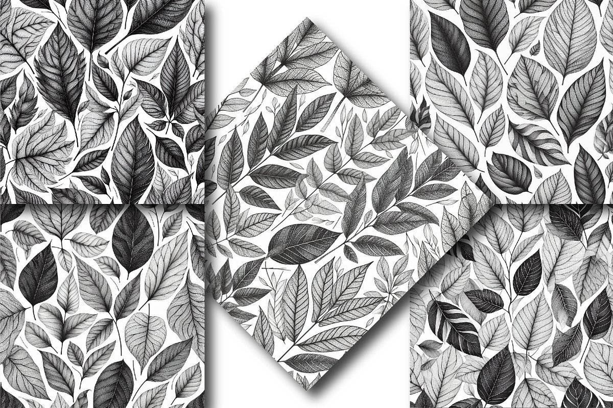 Intricate Black and White Leaf Seaml, an Illustration by DreamPrint404 (Photo 5 of 5)