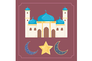 arabic mosque moon, an Illustration by studiogstock