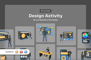 Design Activity 3D Icon Pack, a Work Illustration by twinstd