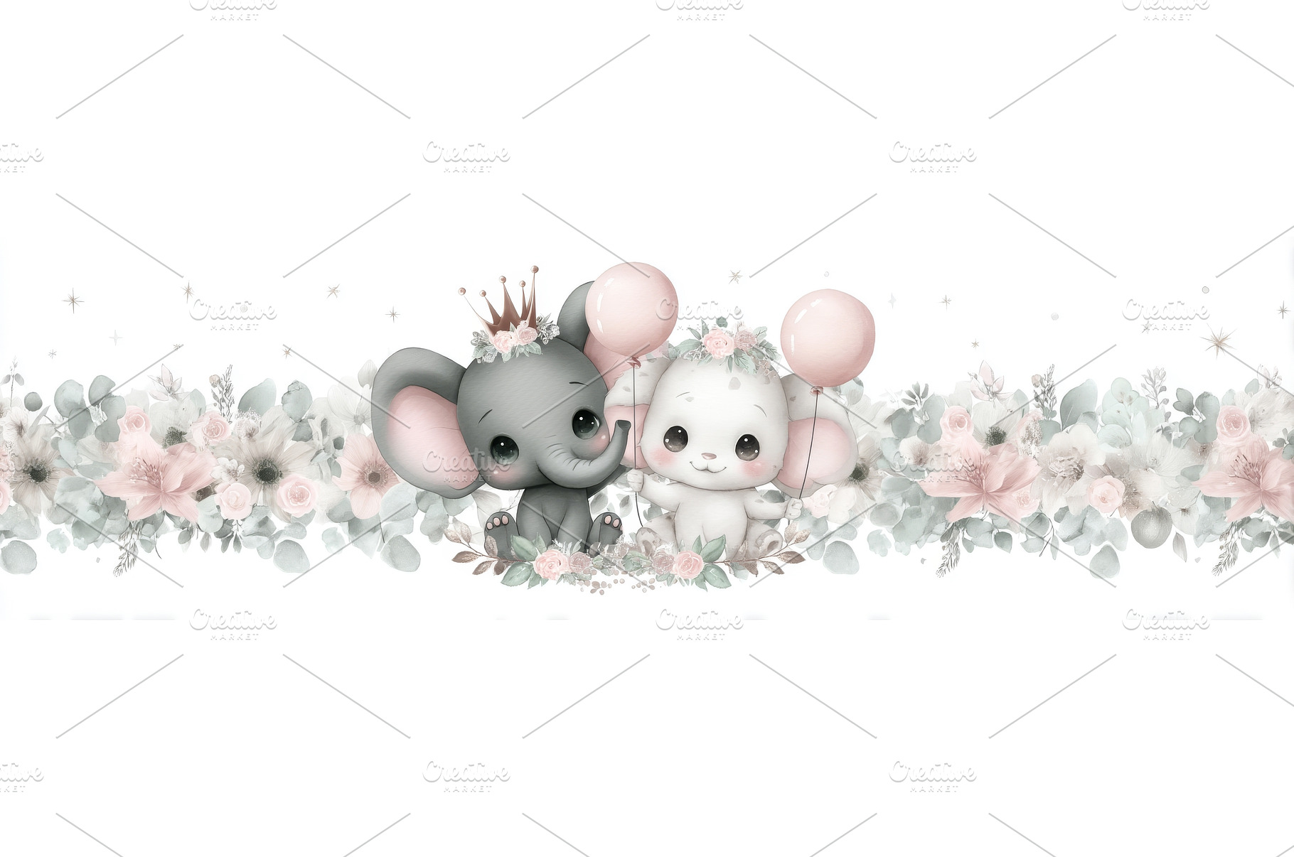 A hand-drawn illustration set, an Animal Photo by ZinetroN
