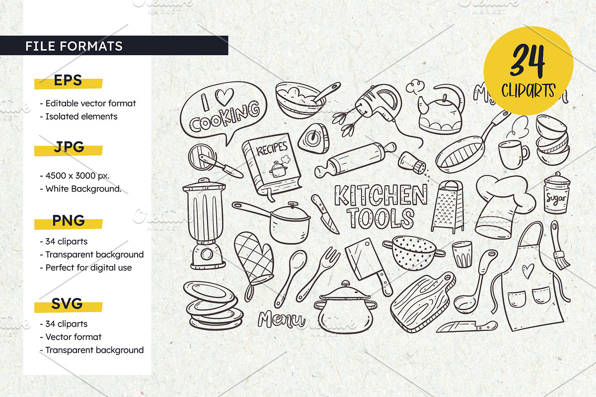Kitchen Doodles - Cooking Utensils, an Object Illustration by insemar (Photo 4 of 5)