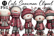 Christmas Cute Snowman Clipart, an Illustration by Daily.Designs (Thumbnail 1 of 5)