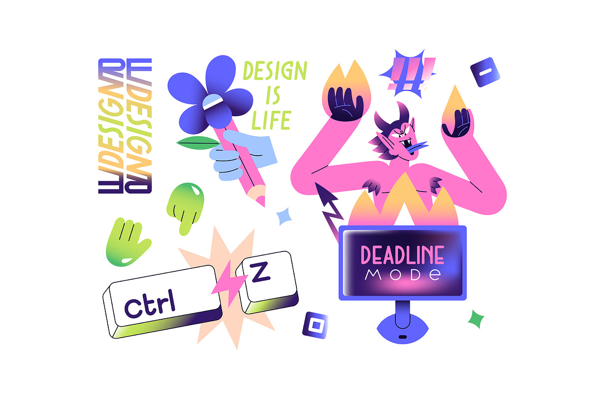 Graphic or web design sticker pack, a Decorative Illustration by PaperTrident (Photo 4 of 4)