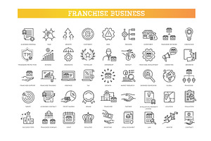 Franchise business line icons set, an Outline Icon by Tettygreen