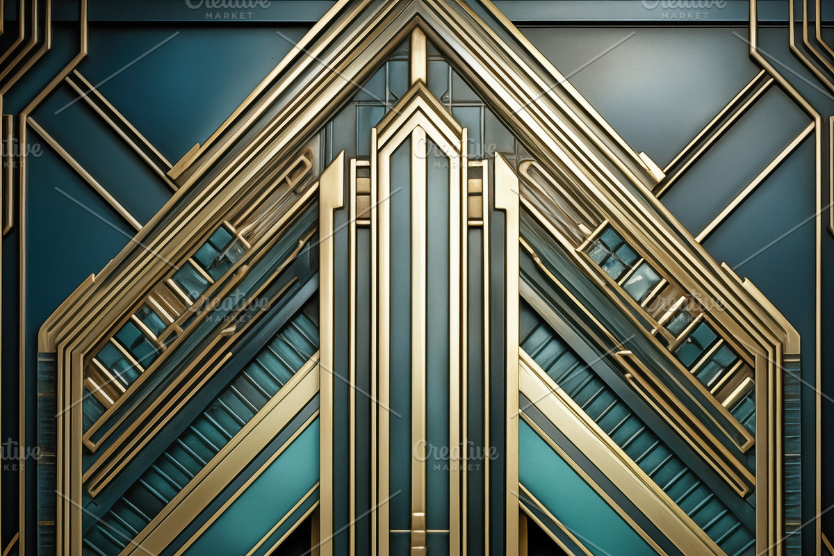 Art deco background. A detailed abstract design featuring geometric patterns in, a Background Graphic by Textures & Backgrounds