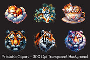 Tiger Watercolor Cliparts, an Illustration by RobertsArt (Thumbnail 4 of 7)