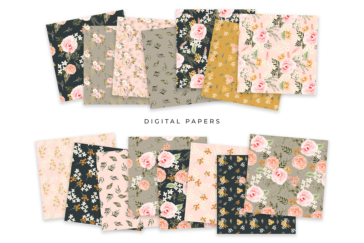 Boho Watercolor Florals & Patterns, an Illustration by PrettyGrandmillennial (Photo 5 of 6)