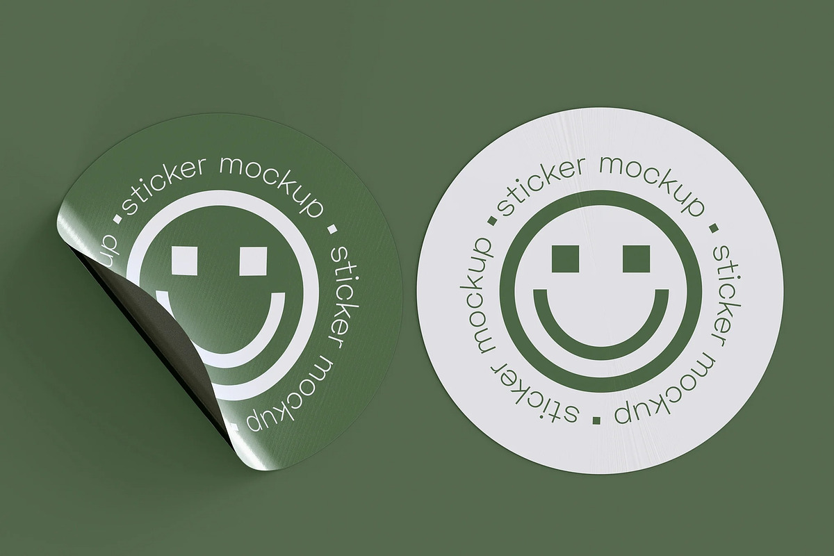 Set of Two Adhesive Stickers Mockup, a Packaging Mockup by skybluecreative (Photo 2 of 2)