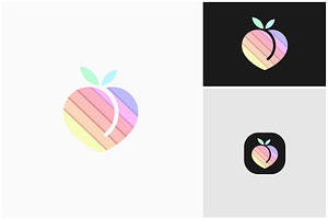 Peach Fruit Modern Colorful Logo