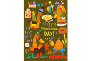 Cute Thanksgiving Set Composed of, an Animal Illustration by Maria Starus (Thumbnail 1 of 3)