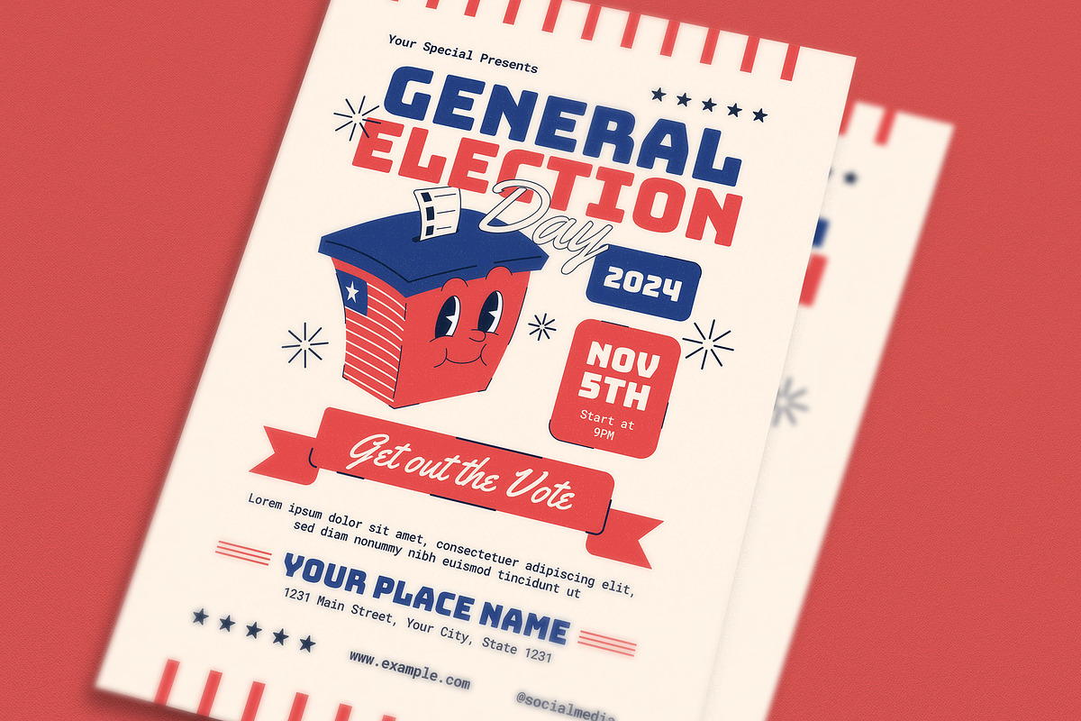 Retro Trendy US Election Day Flyer, a Flyer Template by Guuver (Photo 2 of 3)