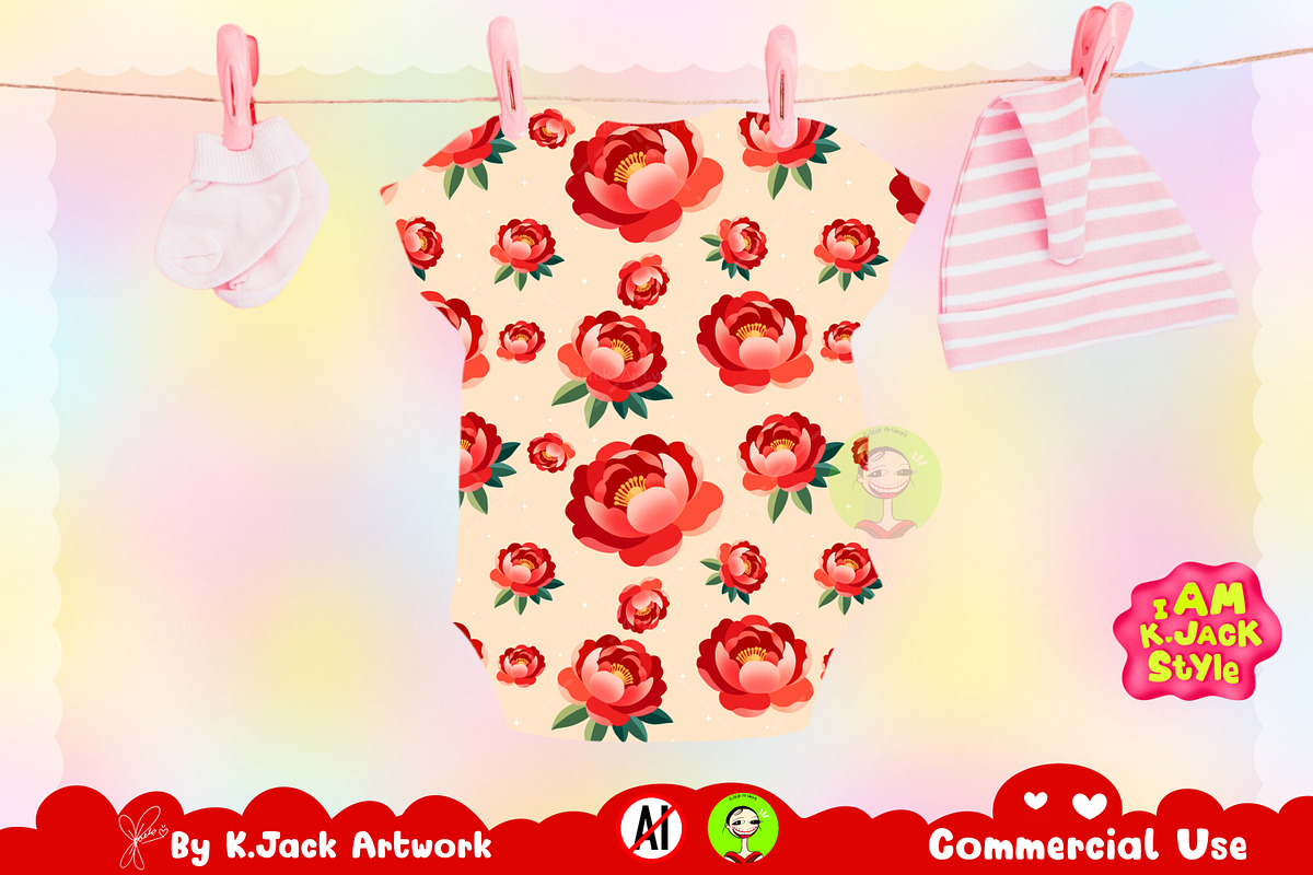 Lunar New Year Floral Pattern, a Background Graphic by K.JackArtwork (Photo 5 of 8)
