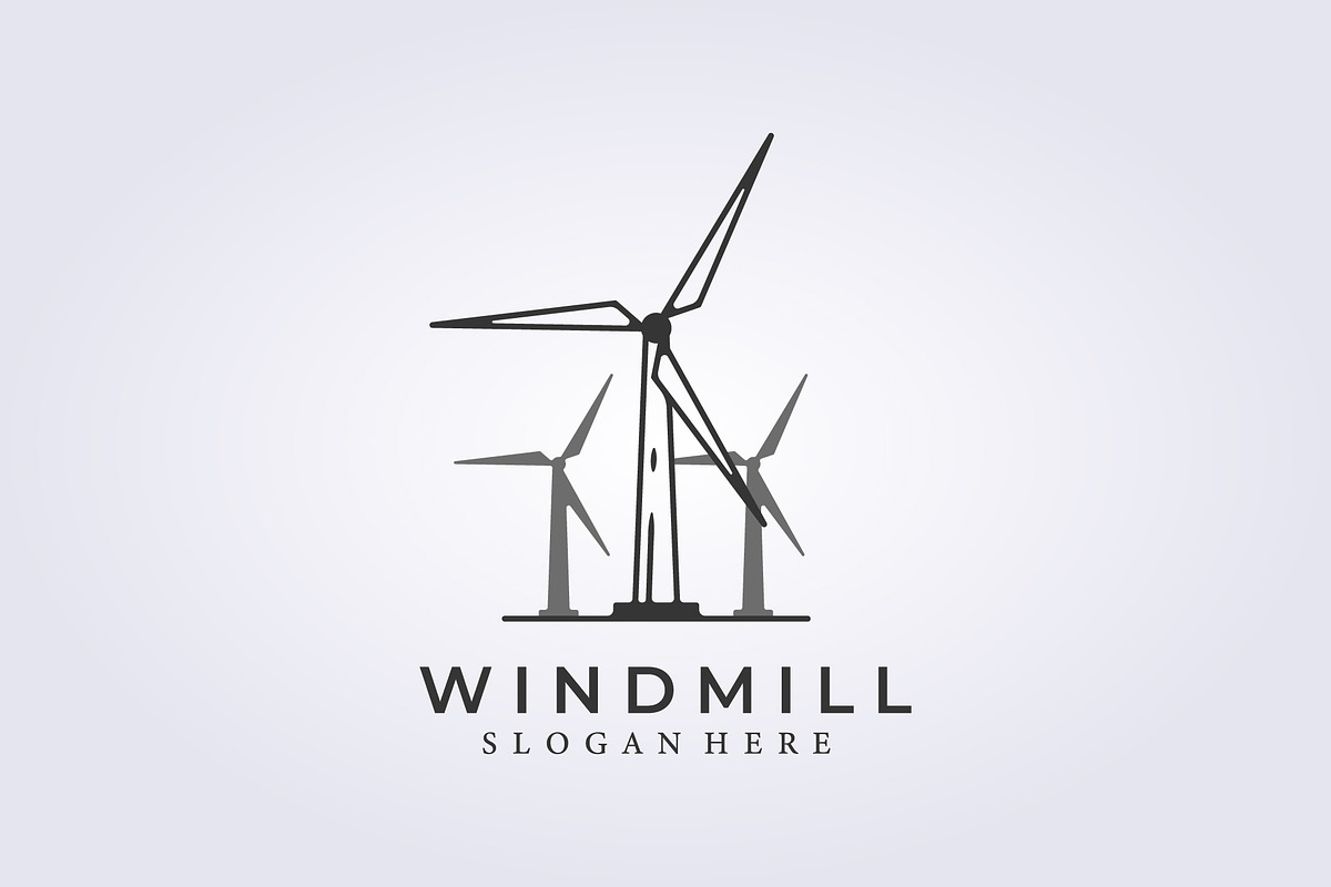 windmill for wind energy logo line, a Branding & Logo Template by Lodzrov