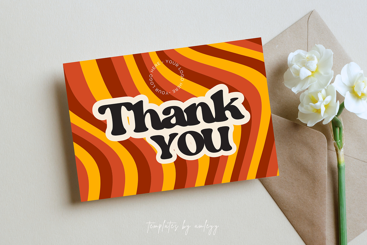 Retro Thank You Card Template, a Card Template by Elegant_Studio44 (Photo 5 of 6)