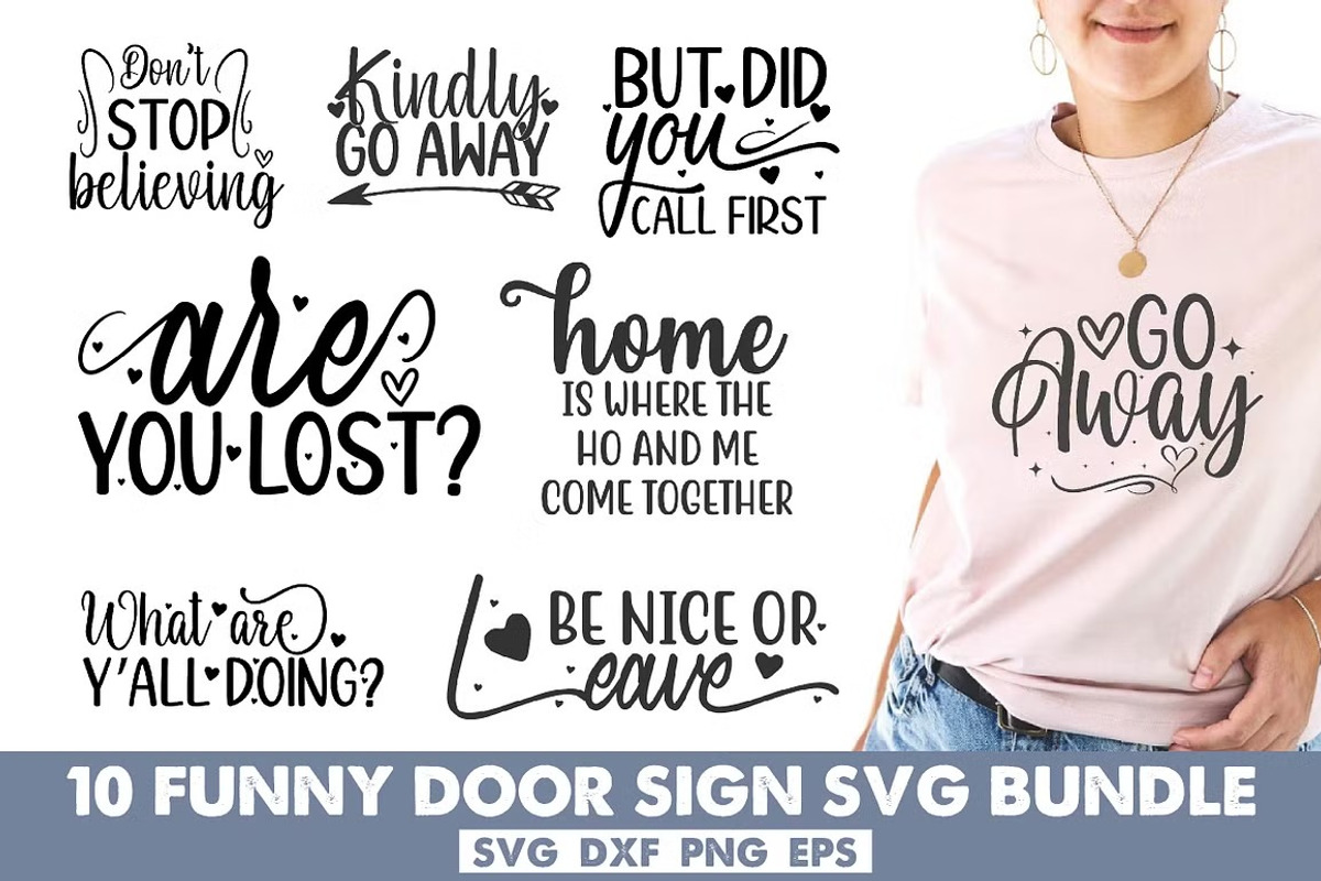 Funny Door Sign SVG Bundle, a Decorative Illustration by Libby Wishes (Photo 3 of 3)