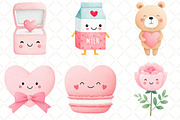 Kawaii Valentines Clipart, an Illustration by Black Bird Studio (Thumbnail 6 of 6)