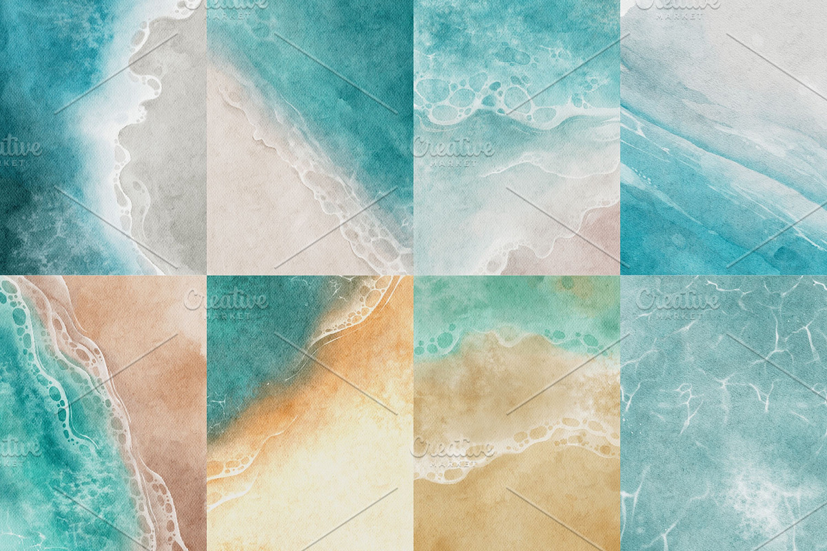 Watercolor Beach & Sea, a Texture Illustration by ArtbyHien (Photo 3 of 4)