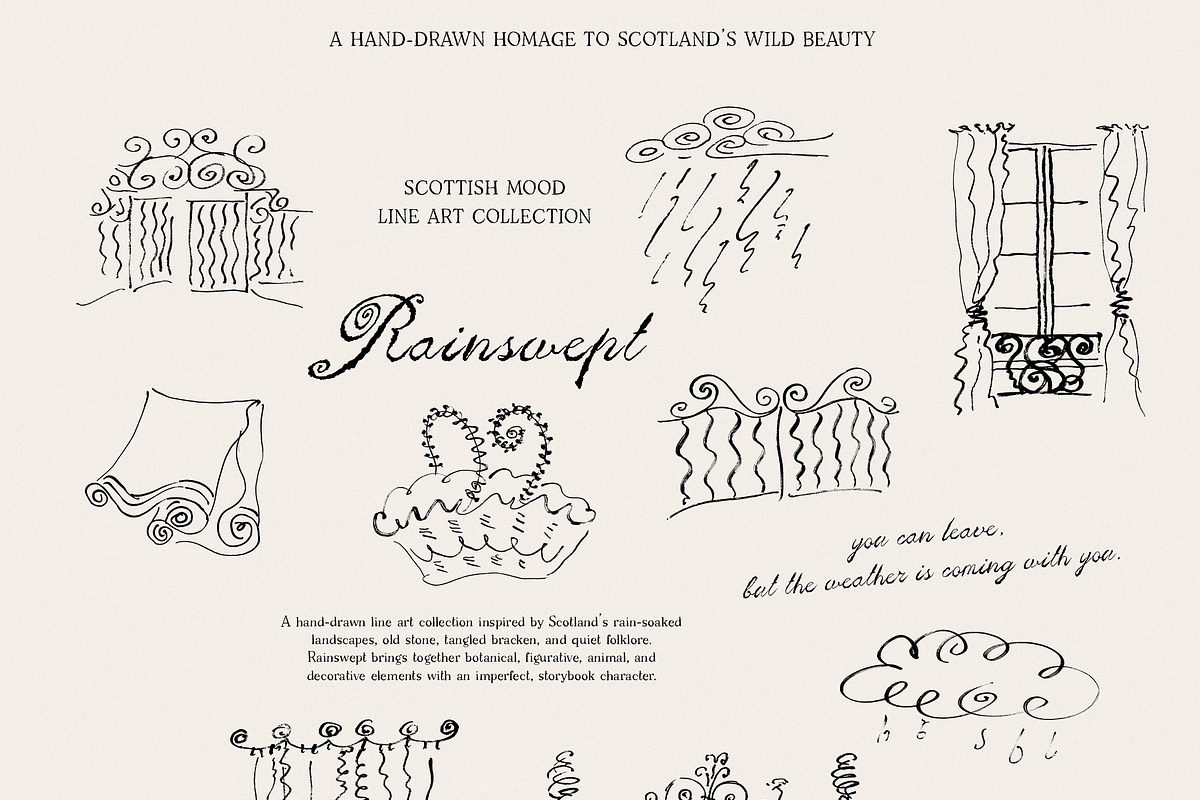 Rainswept Autumn Line Art Collection, an Object Illustration by Purple (Photo 11 of 15)
