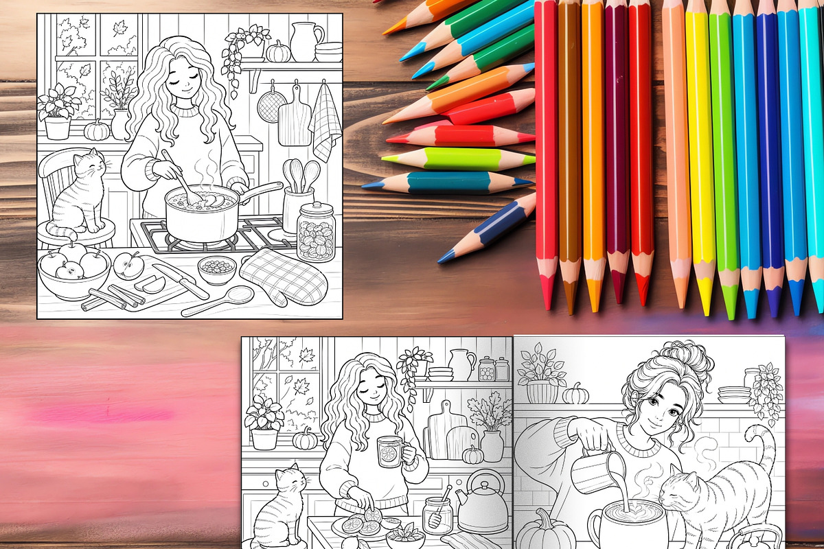 Cozy Fall Coloring Pages Bundle, a Brochure Template by LA Design (Photo 9 of 10)