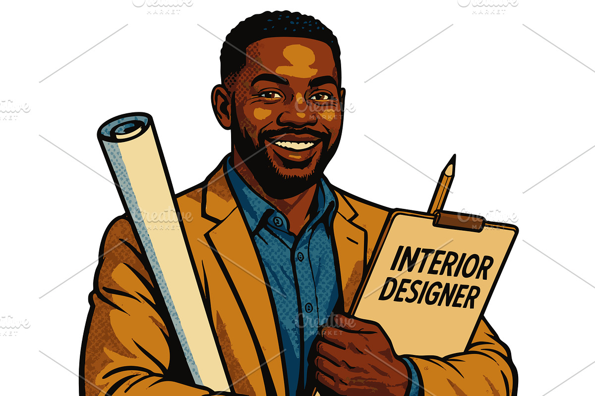 Smiling Male Interior Designer, a Person Illustration by AlexArt