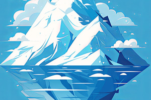 Majestic ice mountain with floating reflection symbolizing hidden depth and pot, a Photo by AS photostudio