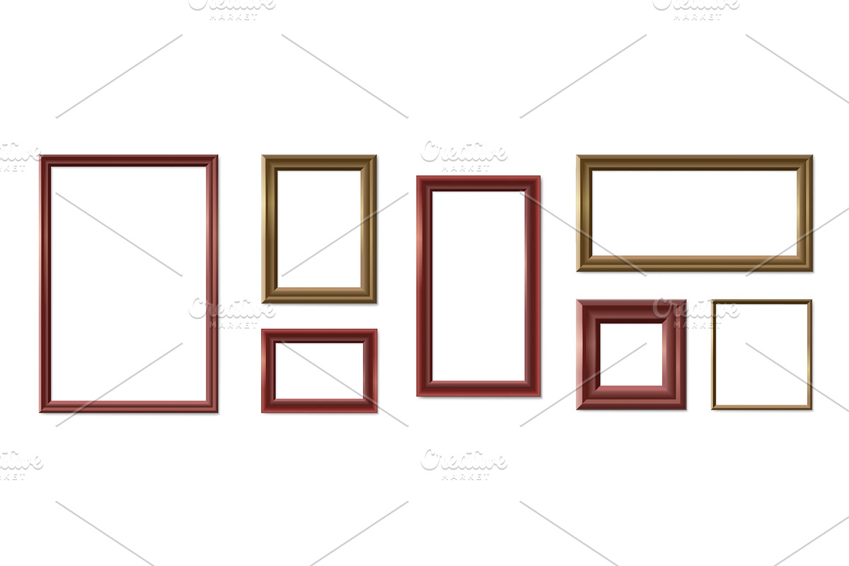 Wooden picture frame realistic, an Illustration by winwin.art