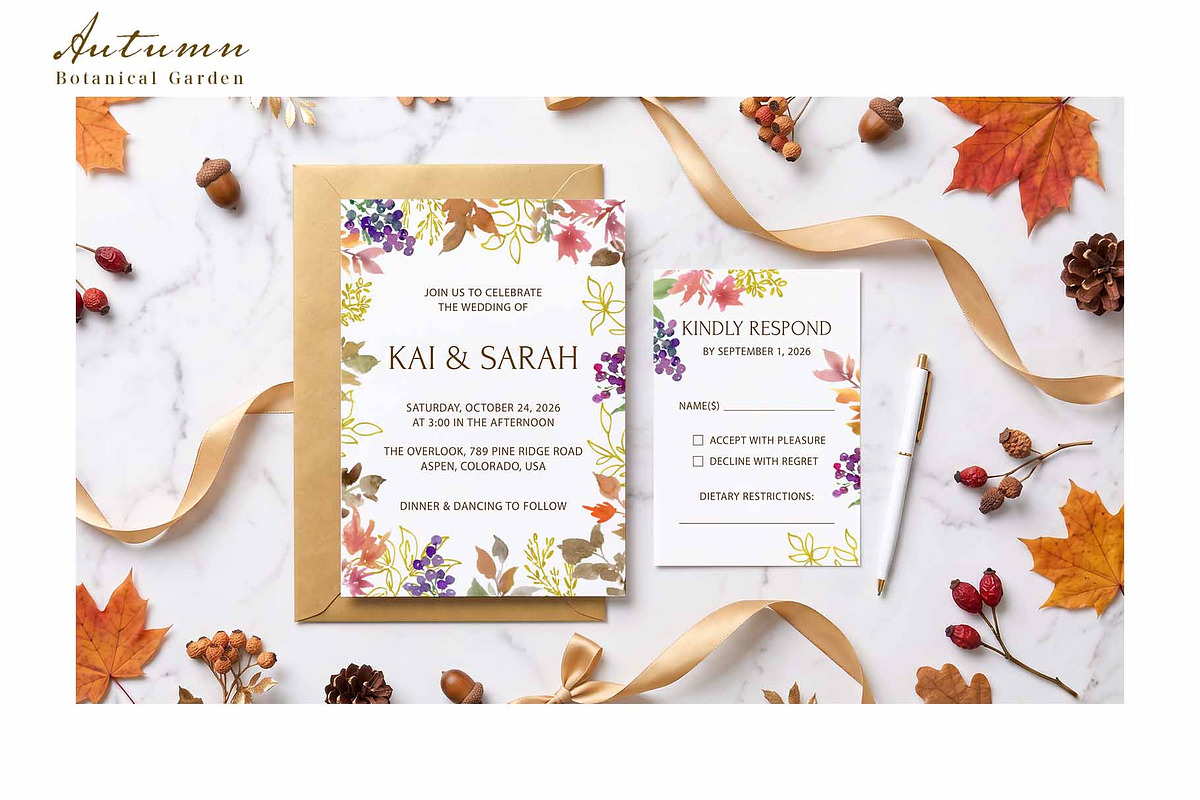 Watercolor Autumn botanical graphics, an Object Graphic by Sawango Designs (Photo 6 of 14)