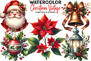 Watercolor Christmas Vintage Clipart, an Illustration by DreamArtGraphic (Thumbnail 1 of 5)