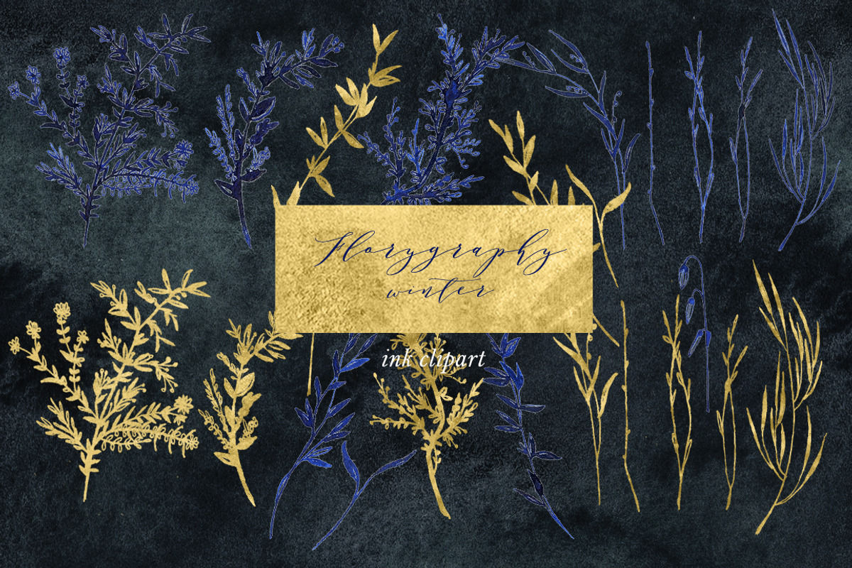 Florygraphy winter. Ink clipart., an Illustration by LABFcreations (Photo 3 of 4)