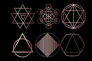 Rose Gold Sacred Geometry Clipart