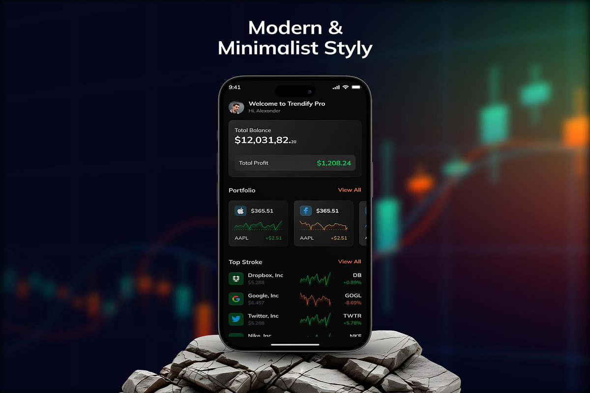 Trendify Pro Stock Trading App UIKit, an UI Kit Template by Lumina_ui_ux202 (Photo 2 of 6)