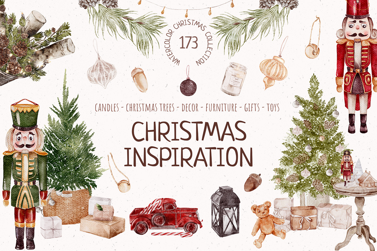 Christmas Inspiration Watercolor set, a Seasonal Illustration by Yakovleva Margarita (Photo 1 of 19)
