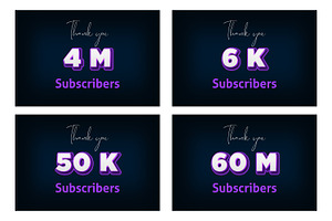 Purple 3D Subscribers Banners Set 6